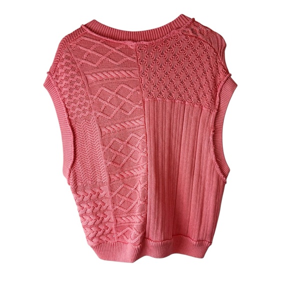 Free People Take The Plunge Sweater Vest Sleeveless Sz M Coral - Picture 8 of 11